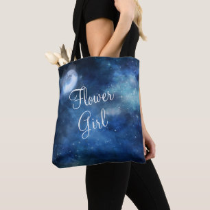 Lunar Sky Full Moon Celestial Galaxy Flower Girl