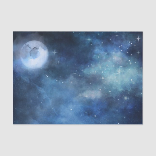 Lunar Sky Full Moon Celestial Galaxy Stars Hochzei Seidenpapier (Vorderseite)
