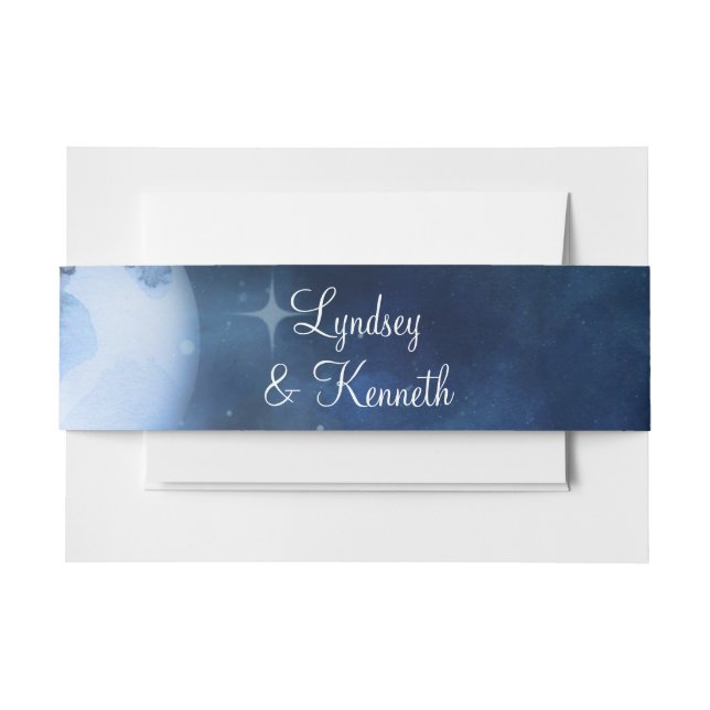 Lunar Sky Full Moon Celestial Wedding Monogram Einladungsbanderole (Vorderseite Beispiel)