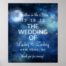 Lunar Sky Full Moon Celestial Wedding Welcome Sign Poster