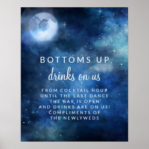 Lunar Sky Full Moon Hochzeit Open Bar Table Sign Poster