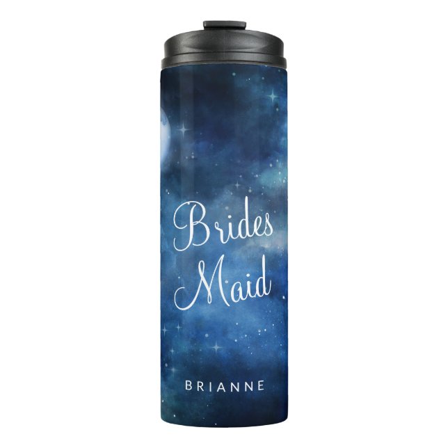 Lunar Sky Full Moon Personalisiert Bridesmaid Thermosbecher (Vorderseite)