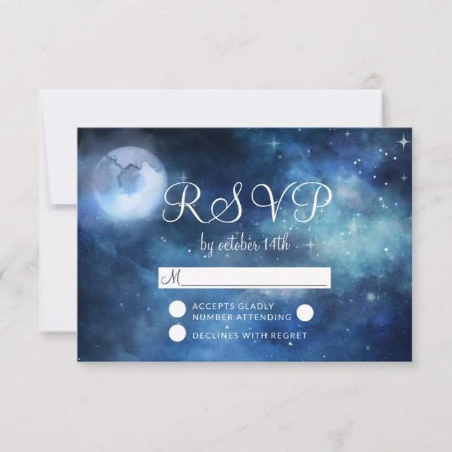 Lunar Sky Full Moon Stars Hochzeit RSVP Reaktion (Vorderseite)
