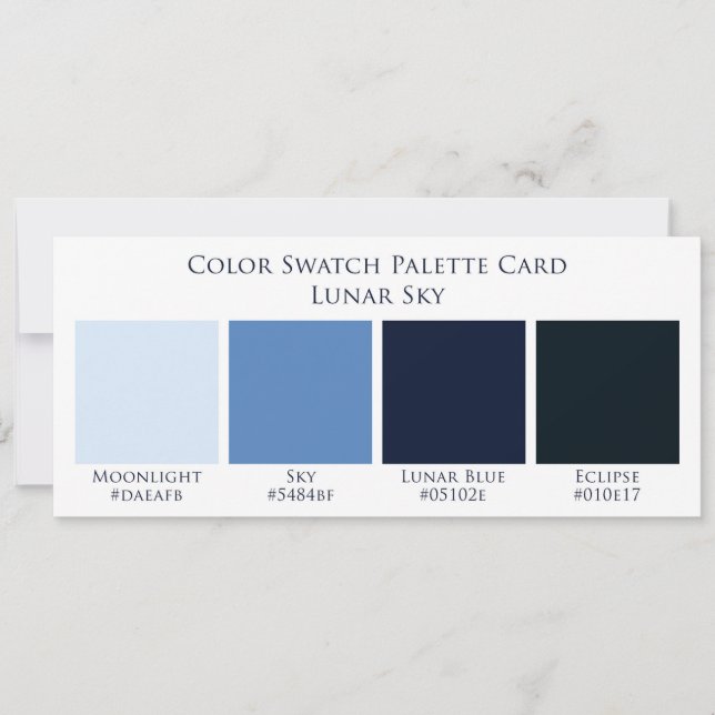 Lunar Sky Moon Wedding Color Swatch Palette Card (Vorderseite)