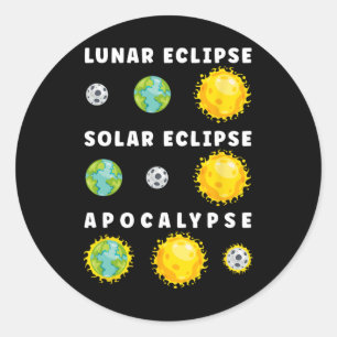 Lunar Solar Eclipse Apokalypse Astronomie Nerd Sci Runder Aufkleber