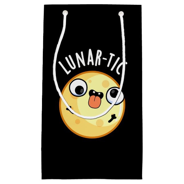 Lunar-tic Funny Astronomy Moon Pun Dark BG Kleine Geschenktüte (Vorderseite)