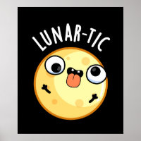 Lunar-tic Funny Astronomy Moon Pun Dark BG