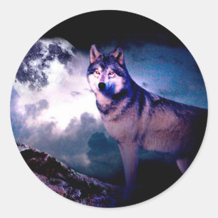 Lunar Wolf Runder Aufkleber