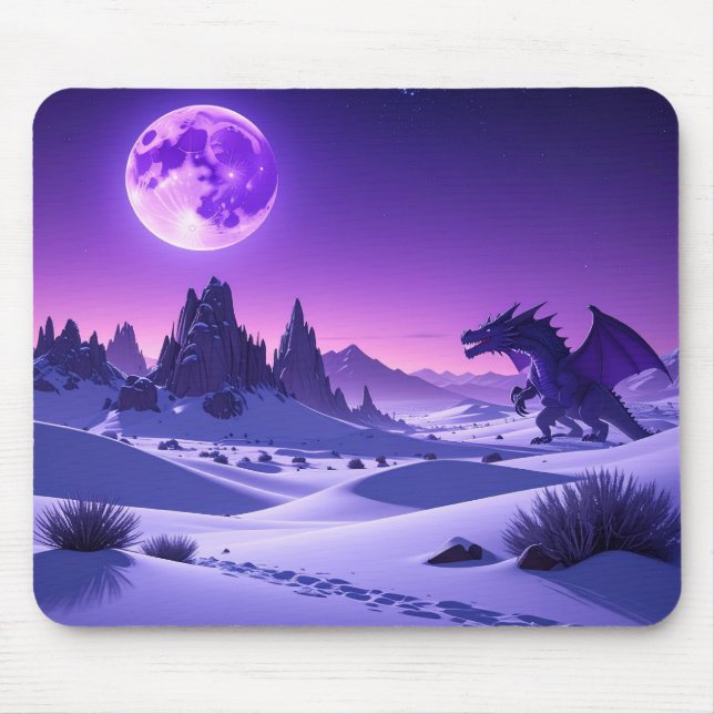 Lunar Wyrm – Purple Dragon Under the Moon Mousepad (Vorne)