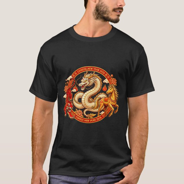 Lunar Zodiac Dragon Tiger Horse Harmony Chinese Ne T-Shirt (Vorderseite)