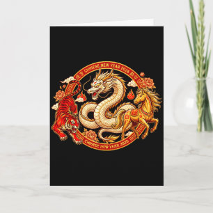 Lunarer Zodiak Drache Tiger Pferd Harmonie Chinesi Karte