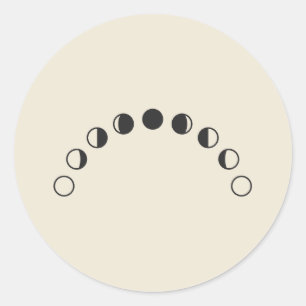 Lunarphasen-Bogen Minimalistische Mondzeichnung Runder Aufkleber