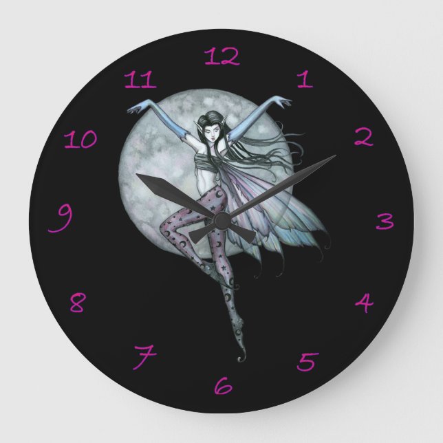 Lunas aufkeimende Fantasie Art Clock Große Wanduhr (Vorderseite)