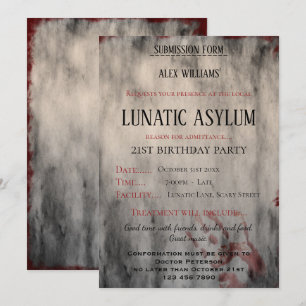 Lunatic Asylum Birthday Party Einladung