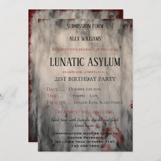 Lunatic Asylum Birthday Party Einladung