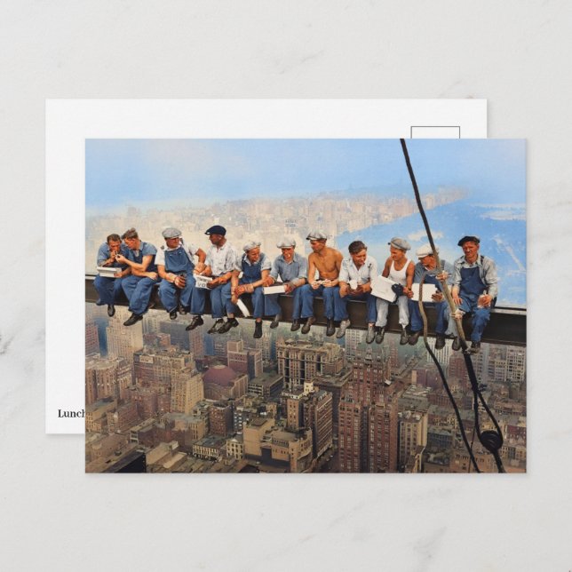 Lunch Atop A Skyscraper 1932 NYC Remastered Color  Postkarte (Vorne/Hinten)