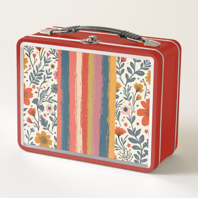 Lunch Box - Blume & Streifen (Vorderseite)