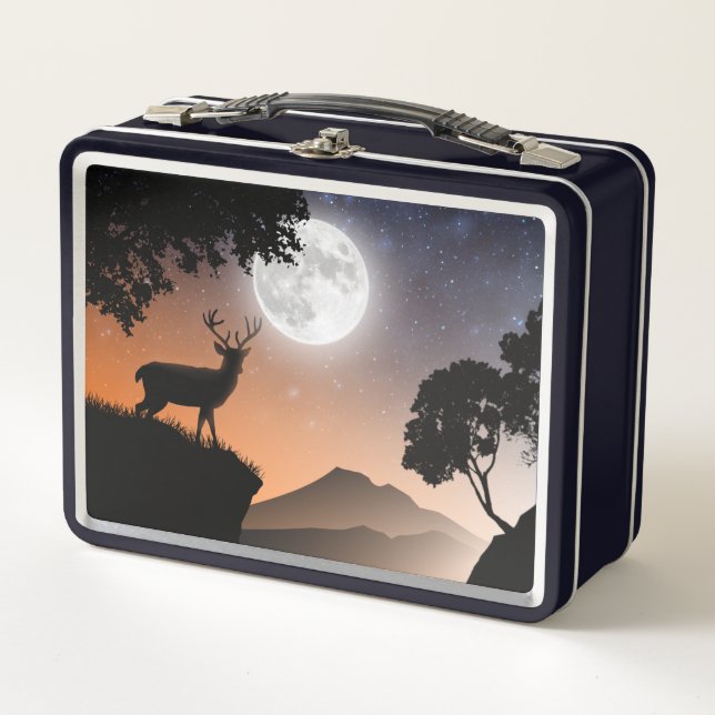 Lunch Box Cerf unter dem orangefarbenen Mond (Vorderseite)