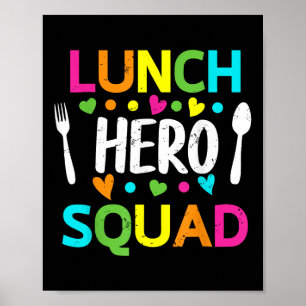 Lunch-Heldengruppe Lustige Dame Cafeteria-Mitarbei Poster