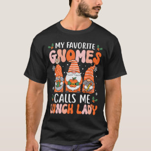 Lunch Lady Christmas Gnomes School Cafeteria T-Shirt