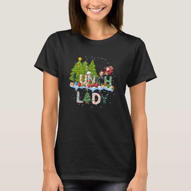 Lunch Lady Christmas Tree Santa Matching Xmas Lunc T-Shirt (Vorderseite)