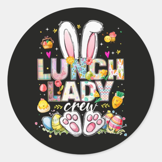 Lunch Lady Crew Lustiger Hase Runder Aufkleber (Vorderseite)