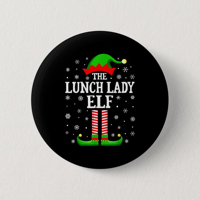 Lunch Lady Elf Funny Christmas Family Matching  Button (Vorderseite)
