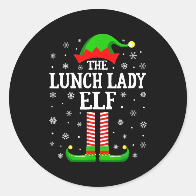 Lunch Lady Elf Funny Christmas Family Matching  Runder Aufkleber (Vorderseite)