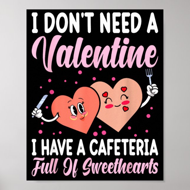 Lunch Lady Gift Co. Funny Valentine's Day - Black  Poster (Vorne)