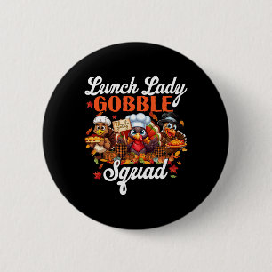 Lunch Lady Gobble Squad Türkei Pumpkin glücklich V Button