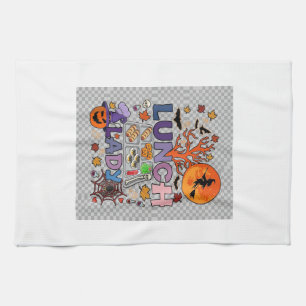 Lunch Lady Halloween Hexe Mond Kürbis_1 Geschirrtuch
