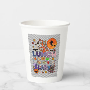 Lunch Lady Halloween Hexe Mond Kürbis_1 Pappbecher