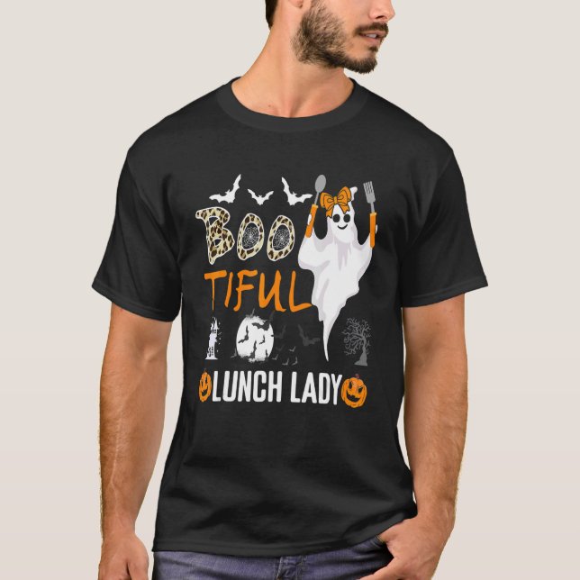 Lunch Lady Halloween School Cafeteria Work T-Shirt (Vorderseite)