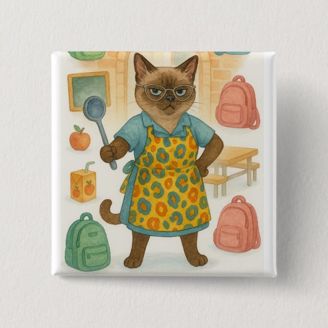 Lunch-Lady-Lebenscoach für Katzenliebhaber Button (Vorderseite)