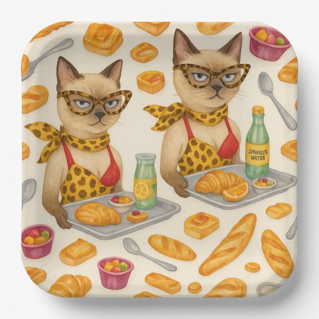 Lunch Lady Serving food  for Cat Lovers Cafeteria  Pappteller (Vorderseite)