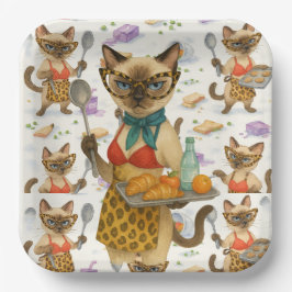 Lunch Lady Serving food for Cat Lovers Cafeteria Pappteller