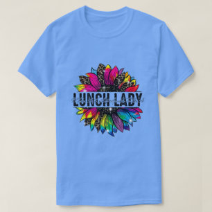 Lunch Lady Sonnenblume Leopard Gefärbte Krawatte T-Shirt
