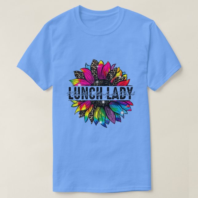 Lunch Lady Sonnenblume Leopard Gefärbte Krawatte T-Shirt (Design vorne)