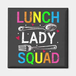 Lunch Lady Squad Cafeteria Workers Square Magnet