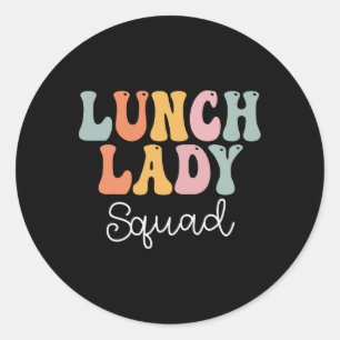 Lunch Lady Squad Retro Groovy Vintag erster Tag Runder Aufkleber