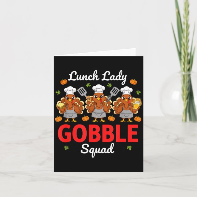 Lunch Lady Thanksgiving Funny Gobble Squad  Karte (Vorderseite)