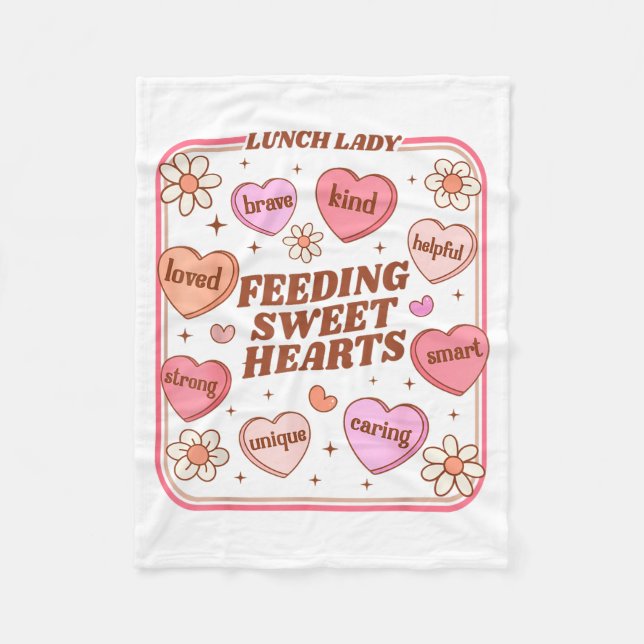 Lunch Lady Valentines Day Retro Cute Cafeteria Swe Fleecedecke (Vorderseite)