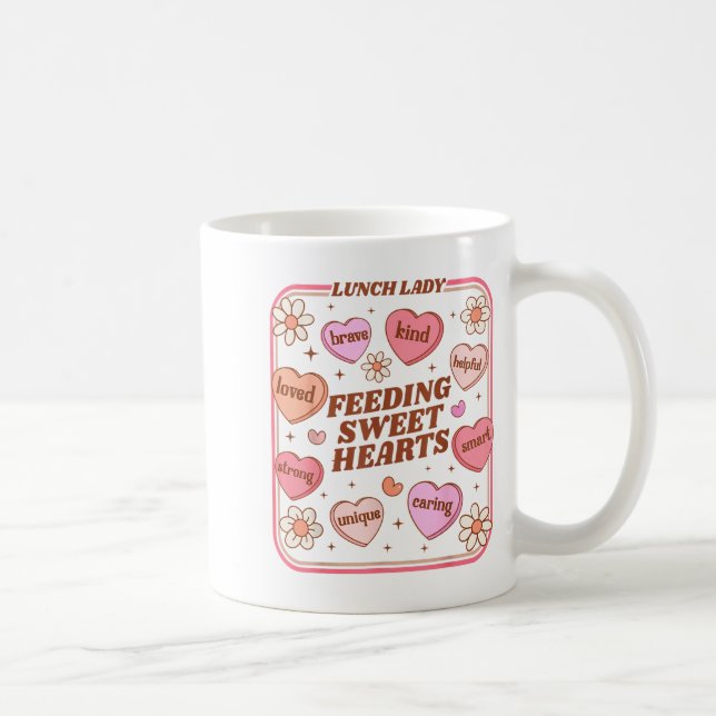 Lunch Lady Valentines Day Retro Cute Cafeteria Swe Kaffeetasse (Rechts)