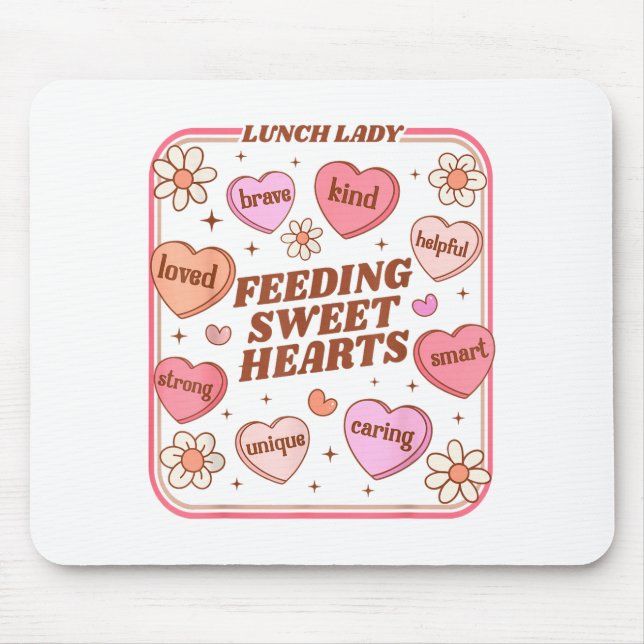 Lunch Lady Valentinstag Retro Süße Cafeteria Swe Mousepad (Vorne)
