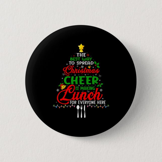Lunch Lady Weihnachten Xmas Schulcafeteria Mittage Button (Vorderseite)