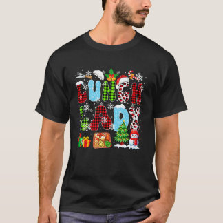 Lunch Lady Weihnachtsbaum Leopard Santa Schneemann T-Shirt