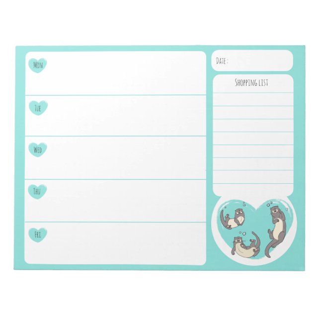 Lunch-Planer für das Schwimmen am Fluss Otter Scho Notizblock (Vorderseite)