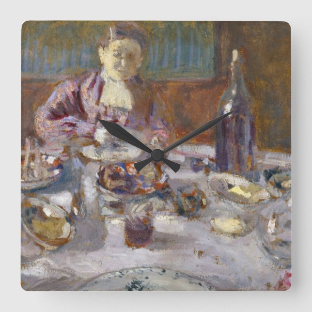 Lunch Quadratische Wanduhr (Vorderseite)