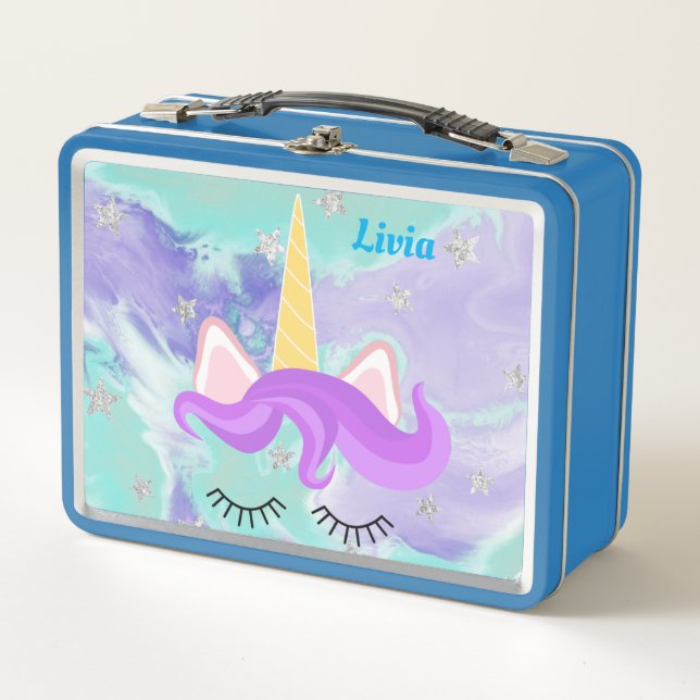 Lunchbox aus Personalisiertem Metall im Einhornges (Vorderseite)