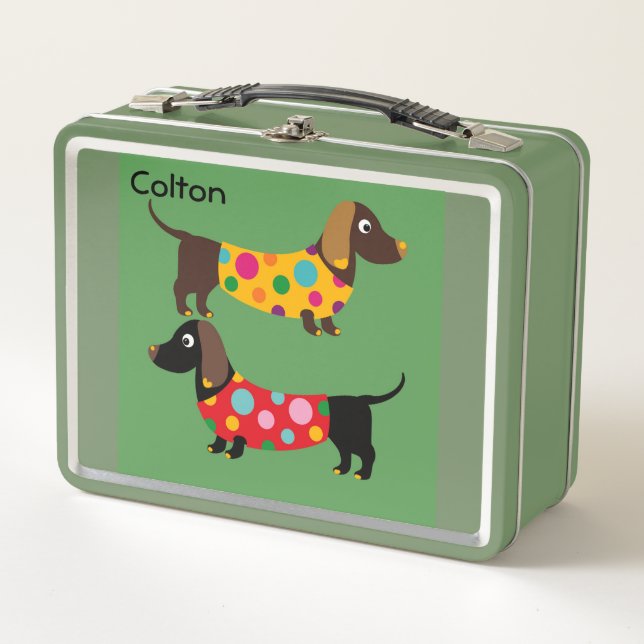 Lunchbox-Design mit Dachshunden Metall Brotdose (Vorderseite)